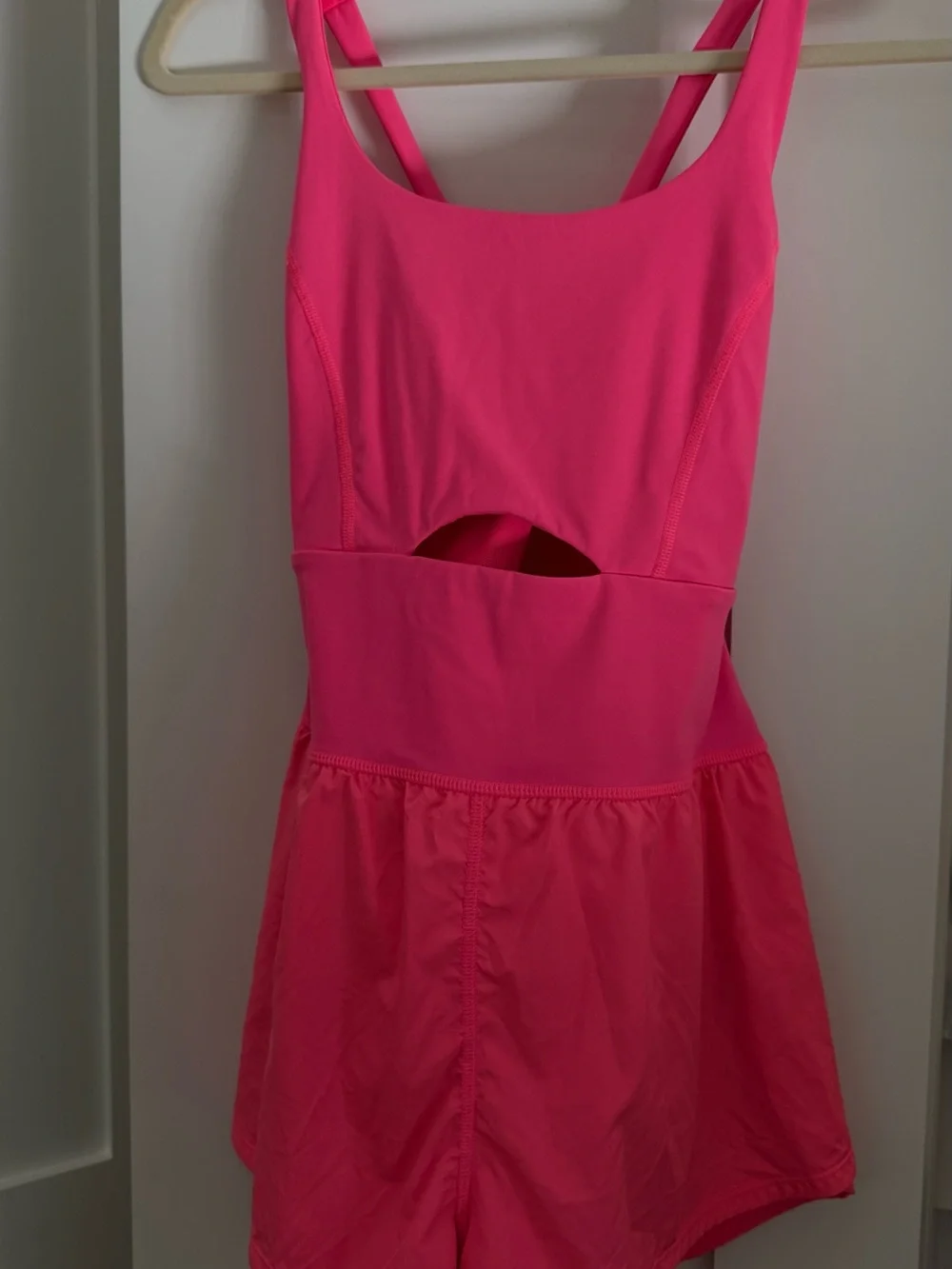 Free People Hot Pink Cutout Athletic Romper